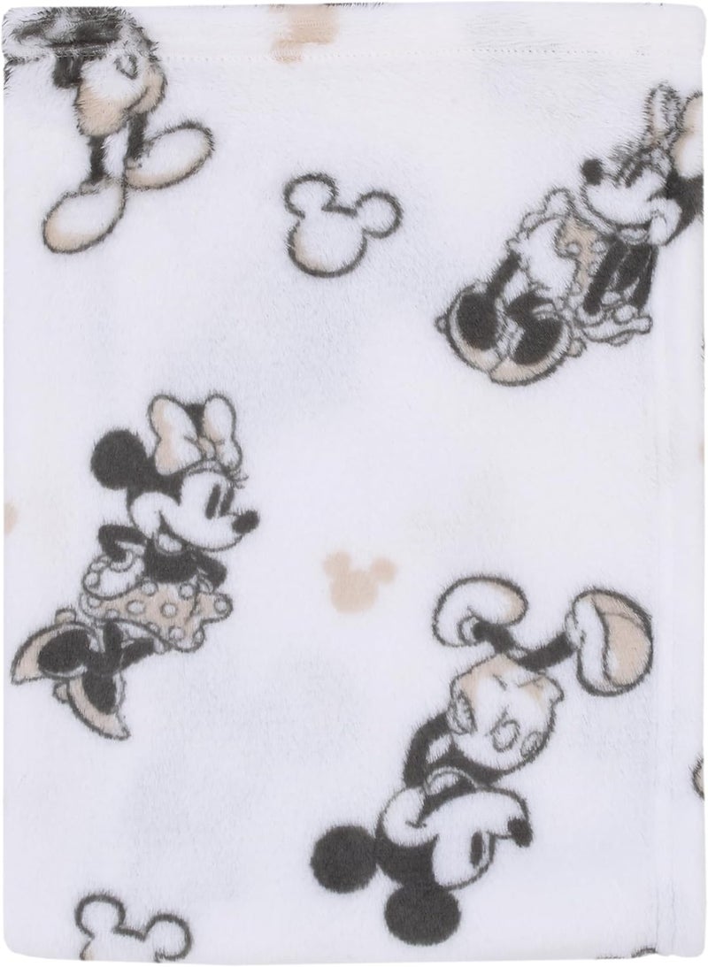 NoJo Disney Mickey and Minnie Mouse Black and White Super Soft Baby Blanket - Image 1